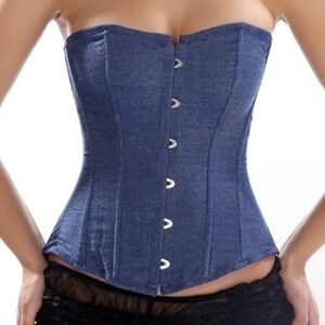Gothic Corset Denim Strapless Bustier Top